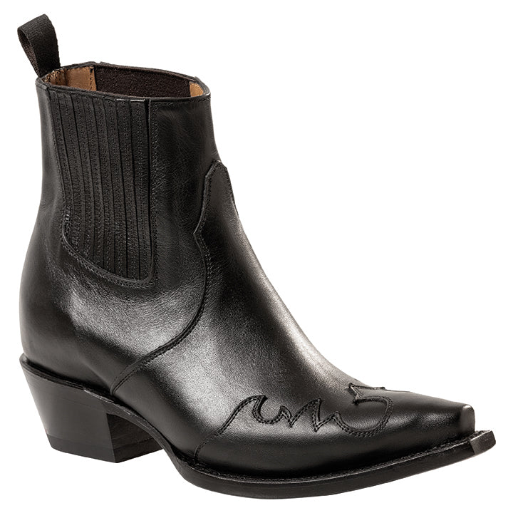 Unisex Western Chelsea-Boot WB-89 Schwarz – Rahmengenähtes Glattleder mit Stretch