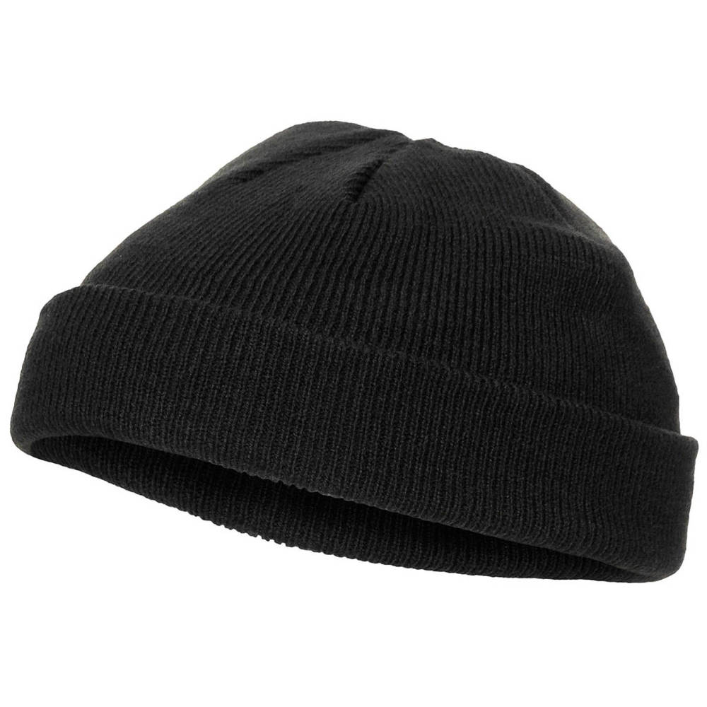 Rollmütze, Mütze, schwarz, fein gestrickt, extra kurz