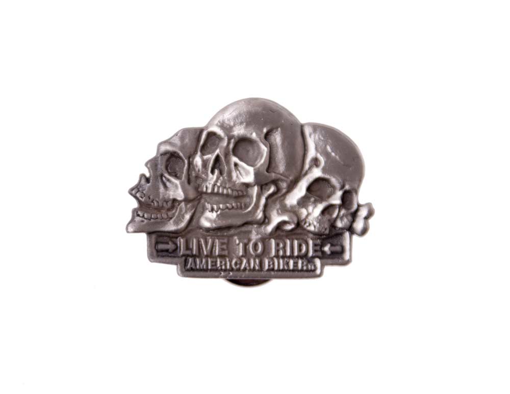 Anstecker, Pin "Live to Ride" Totenköpfe