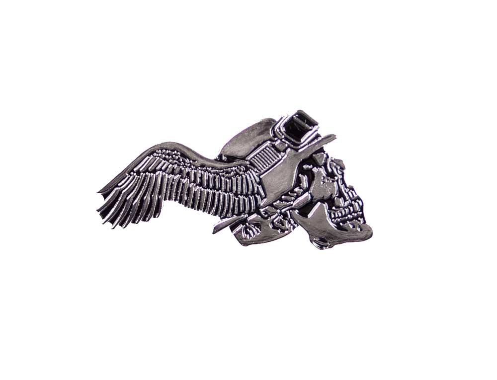 Anstecker, Pin Biker Totenkopf mit Flügel