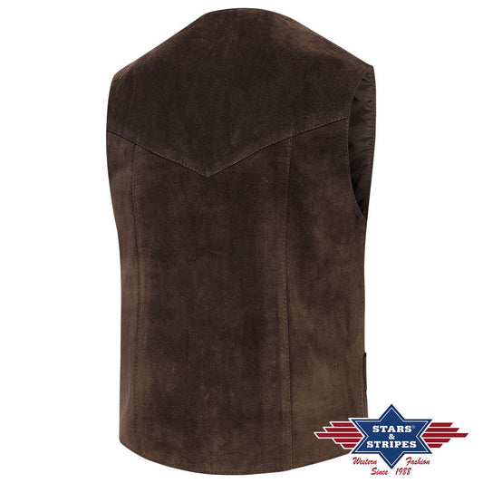 Rind-Veloursleder Lederweste -Alabama- choco