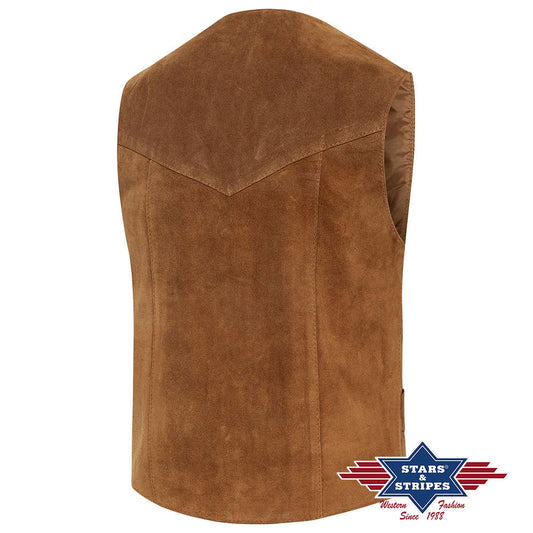 Rind-Veloursleder Lederweste, Alabama, brown