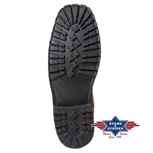 Damen/Herren Westernstiefel Workerboots Braun Rindsleder Stars&Stripes