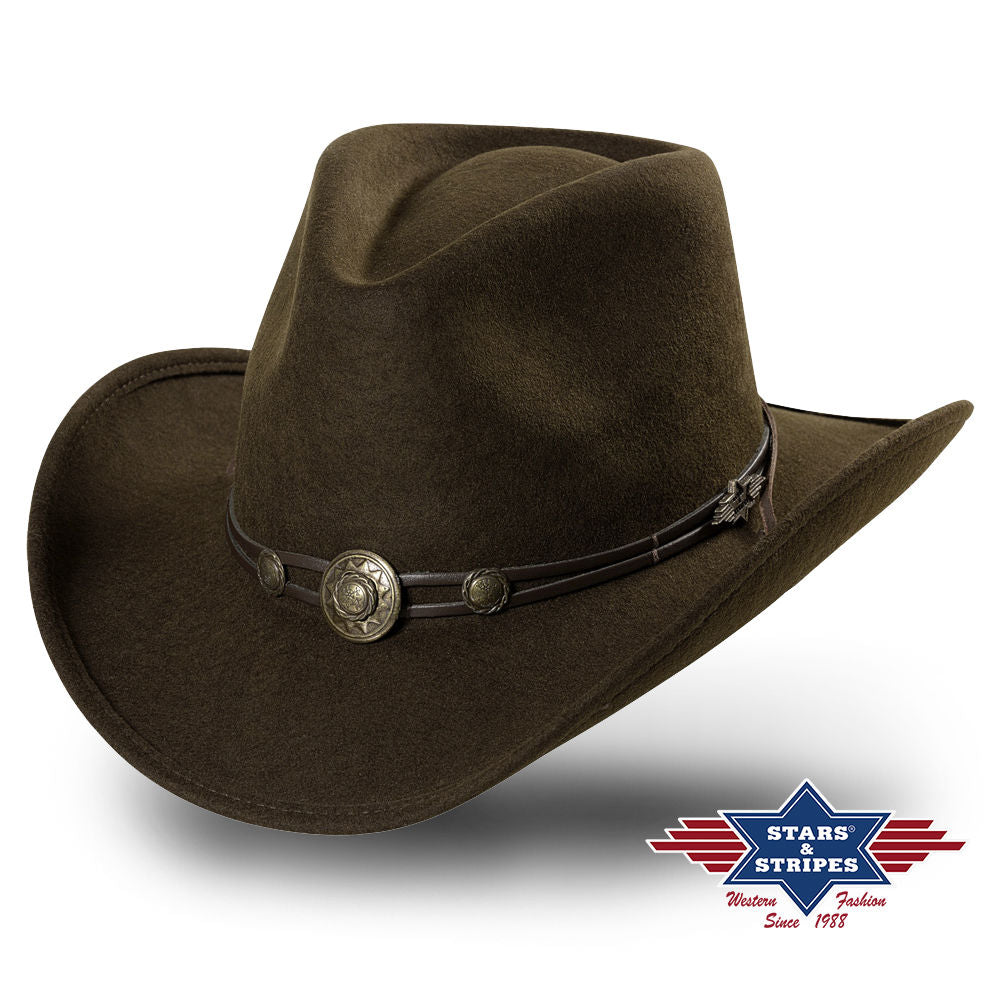 Brauner Western Filzhut Idaho - Unisex Cowboyhut mit Hutband