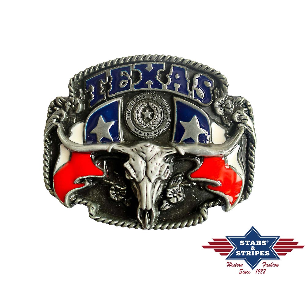 Gürtelschnalle, Buckle Motiv Texas/Longhorn