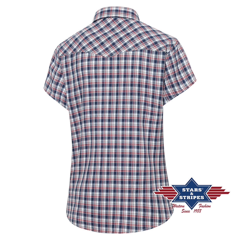 Kurzarm Karobluse, Damenbluse mit Westernpasse
