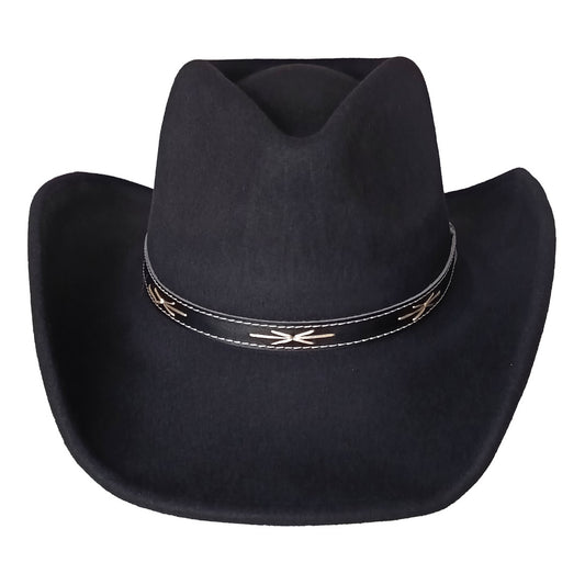 Schwarzer Filzhut, Westernhut mit Lederhutband