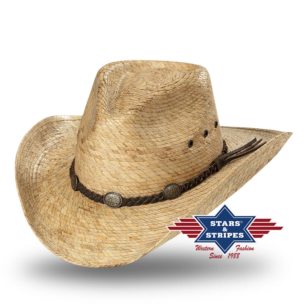 AIDEN - Formstabiler Western Strohhut aus 100% Palmstroh