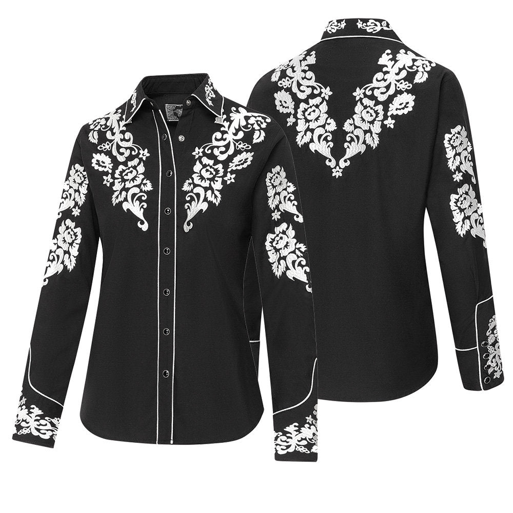 Lilith Exklusive Schwarze Westernbluse