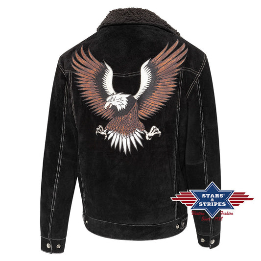 Gemütliche Wildleder Westernjacke Model -Decker- schwarz