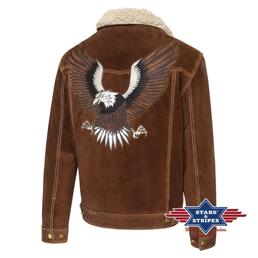 Gemütliche Wildleder Westernjacke Model -Decker- braun