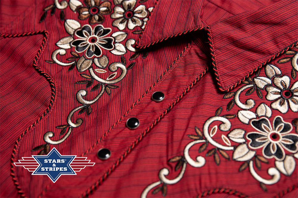 Rote Westernbluse -Catherine- mit aufwendiger Stickerei