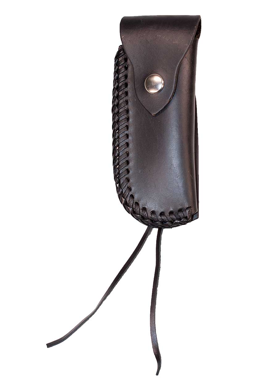 Messertasche, Messeretui, Messergürteltasche schwarz mit Flechtung, Heftlänge 13cm schwarz