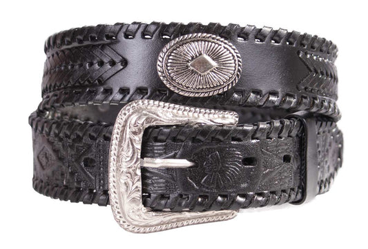Damen/Herren Western Ledergürtel Flechtung/Conchos 100% Leder - Produktvideo :-)