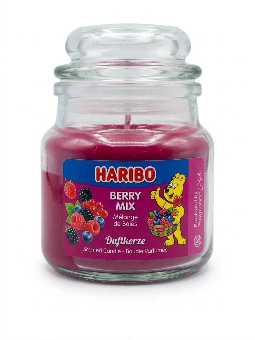 HARIBO Duftkerze Berry Mix 85 g im Glas mit Deckel