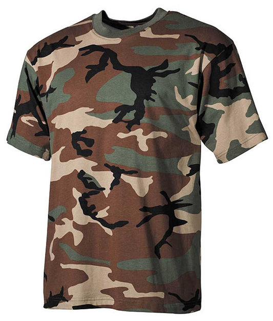 US T-Shirt, halbarm, woodland Camouflage, 160g/m²