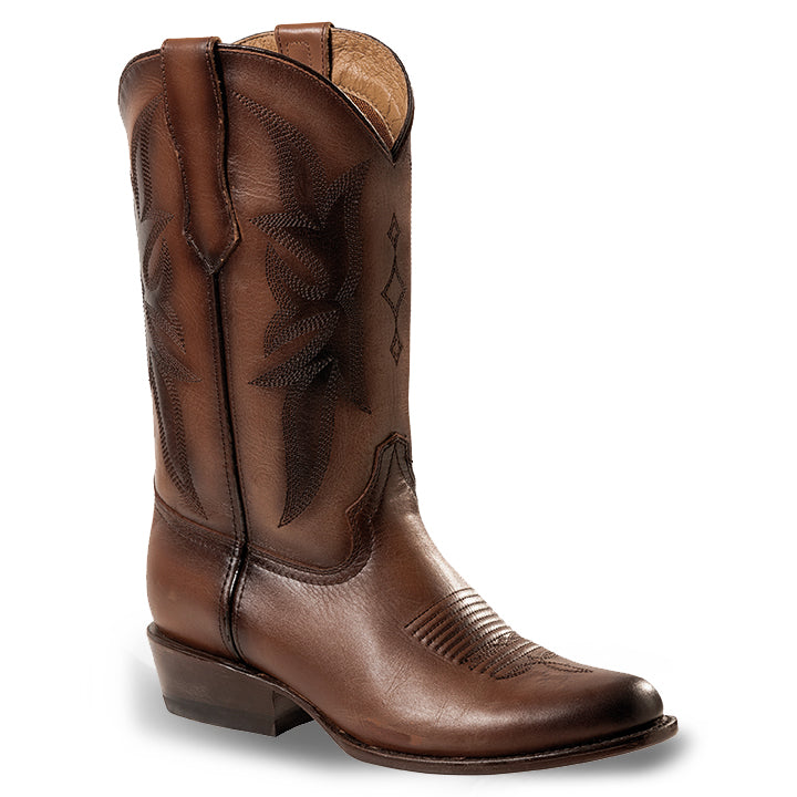 Herren Cowboystiefel WB-68 Schattiertes Dunkelbraun – Rahmengenähter Lederstiefel