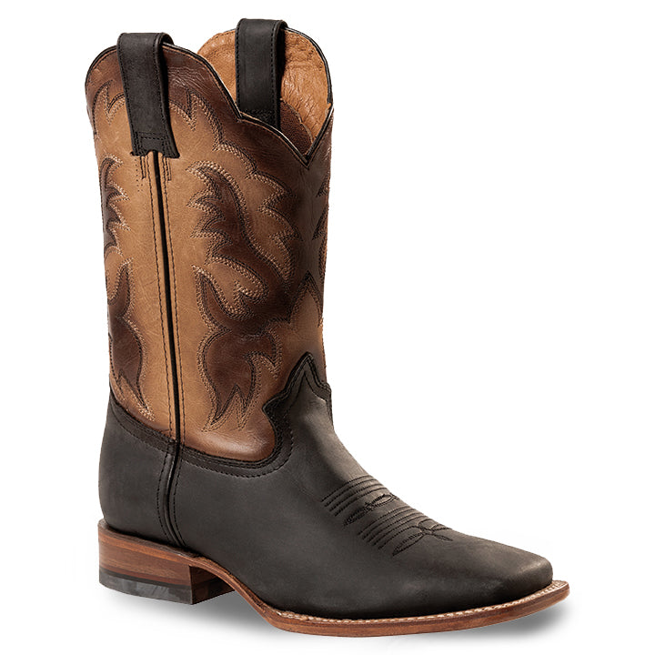 Herren Cowboystiefel WB-74 Bi-Color Schwarz/Brau – Rahmengenäht, mit Square-Toe