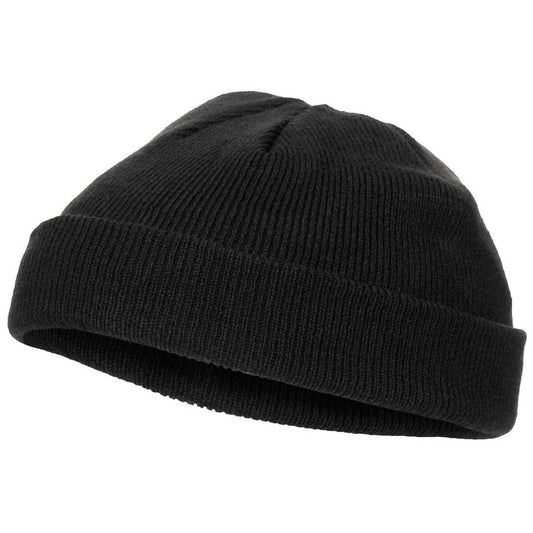 Rollmütze, Mütze, schwarz, fein gestrickt, extra kurz