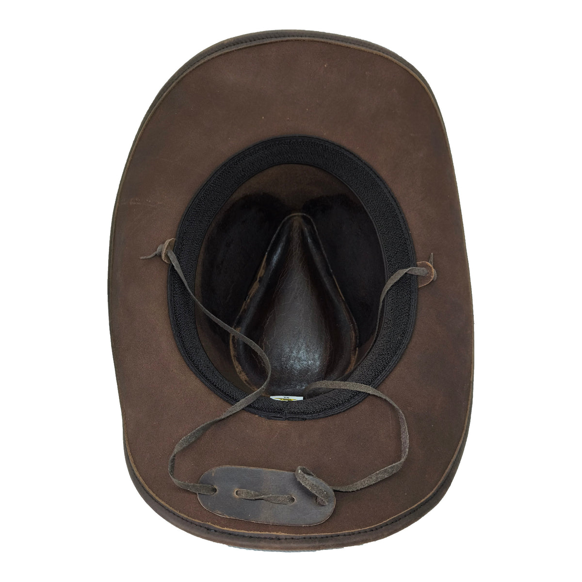 Brauner Lederhut mit Kinnband, Lederhutband mit Concho