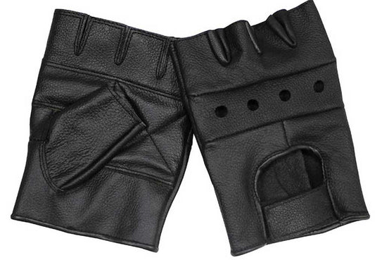 Lederhandschuhe, ohne Finger, "Deluxe", schwarz