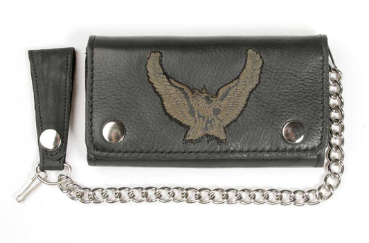 Biker Wallet, Geldbörse mit Adler Applikation, schwarz
