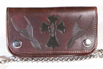 Biker,Trucker Wallet, Geldbörse Kreuz & Tribals, U.S.A. Rindsleder