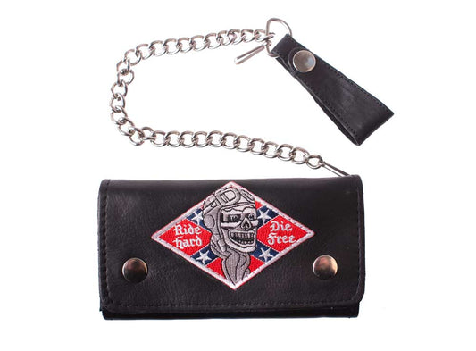 Biker,Trucker Wallet, Geldbörse "Ride Hard - Die Free,  Rindsleder schwarz
