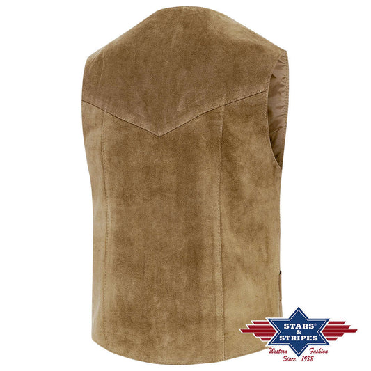 Rind-Veloursleder Lederweste, Alabama, beige