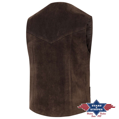 Rind-Veloursleder Lederweste -Alabama-  choco