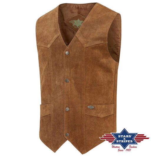 Rind-Veloursleder Lederweste, Alabama, brown