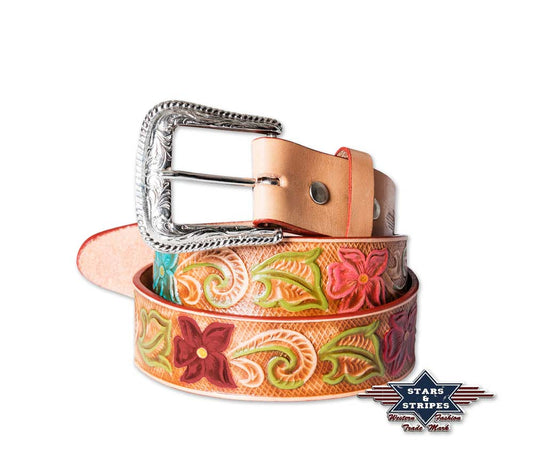 Damengürtel Ledergürtel Rockabilly Gürtel braun wg-101, Stars&Stripes