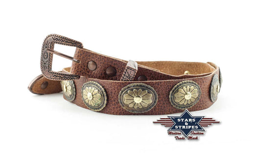 Leder Hutband, Braunes Hut Band für Strohhut Lederhut Westernhut mit Chonchos, HB-30