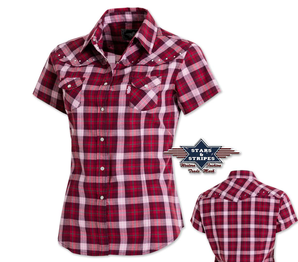 Karierte Kurzarmbluse Westernbluse Doreen v. Stars&Stripes