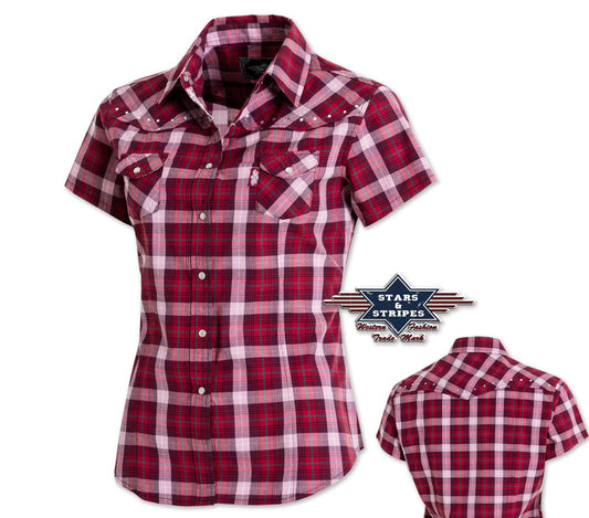 Karierte Kurzarmbluse Westernbluse Doreen v. Stars&Stripes