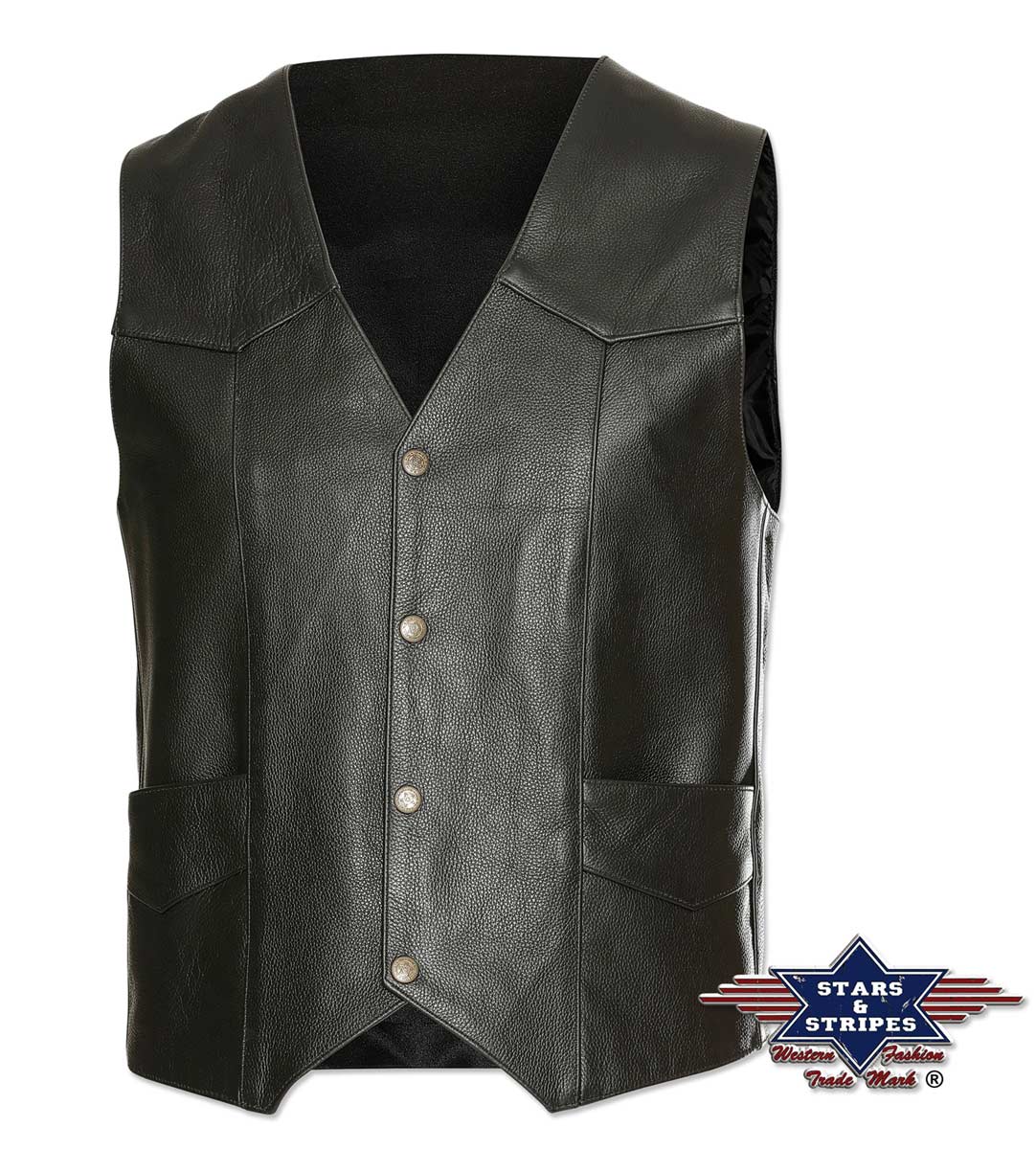 Herren Rindslederweste, Bikerweste Western Weste Stars&Stripes