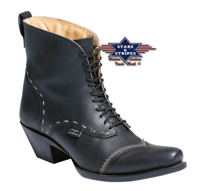 Stars & Stripes Damen Western-Schnürstiefelette Ashley Black – Schwarz (Gr. 40)