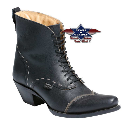 Damen Westernstiefel, Westernstiefelette --Ashley Black- schwarz halbhoher Schaft