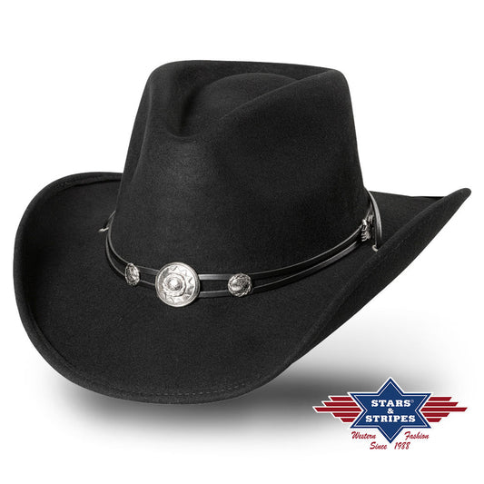 Schwarzer Western Filzhut Idaho - Unisex Cowboyhut mit Hutband