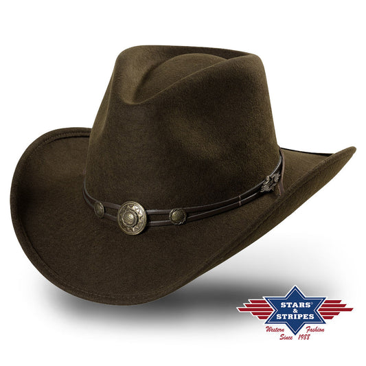 Brauner Western Filzhut Idaho - Unisex Cowboyhut mit Hutband