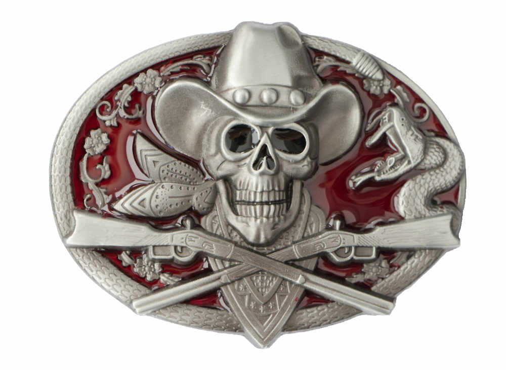 Gürtelschnalle, Buckle, "Rebel Skull Red"