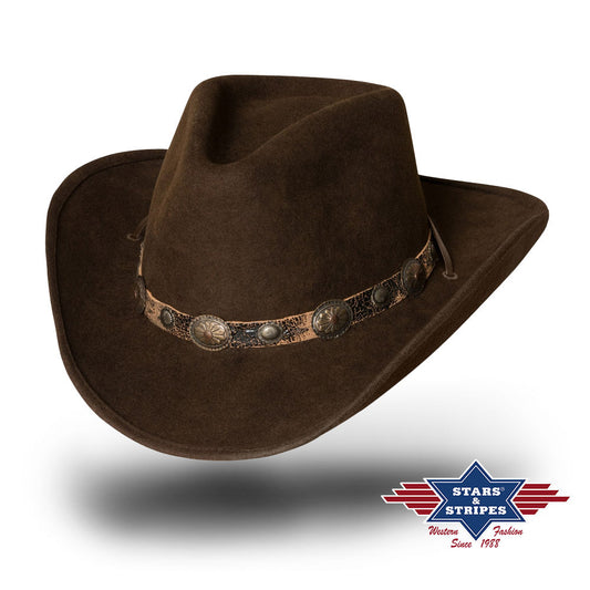 Westernhut Cowboyhut -EL DORADO- 100% Wollfilz formbare Krempe