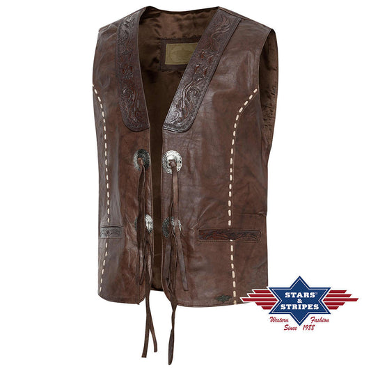 Edle Rindsleder Western Biker Weste