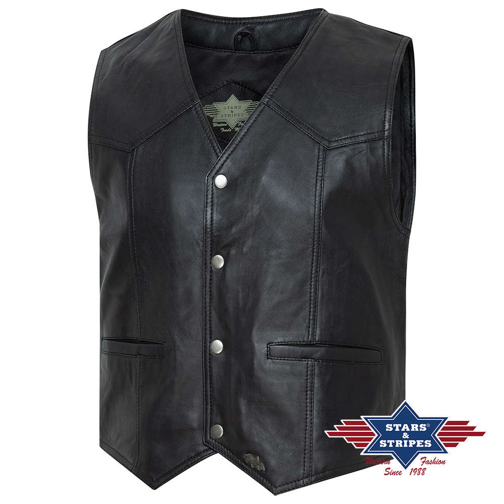 Western Biker Herrenlederweste aus leichtem, weichem Lamm-Nappaleder