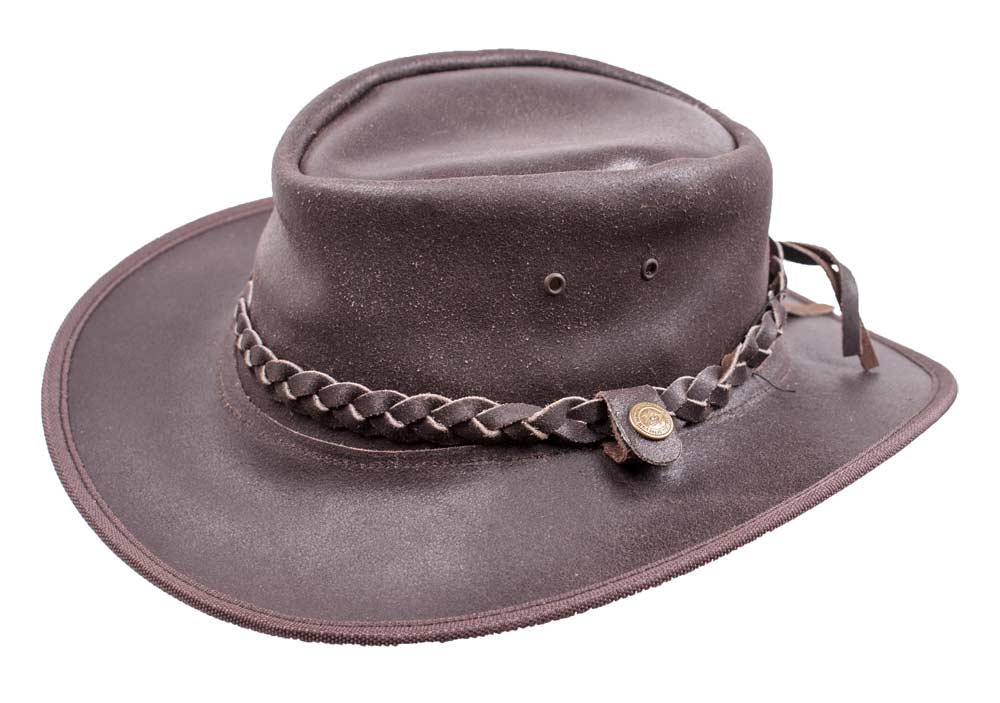 Outdoor Lederhut knautschbar mit Kinnband/Hutband