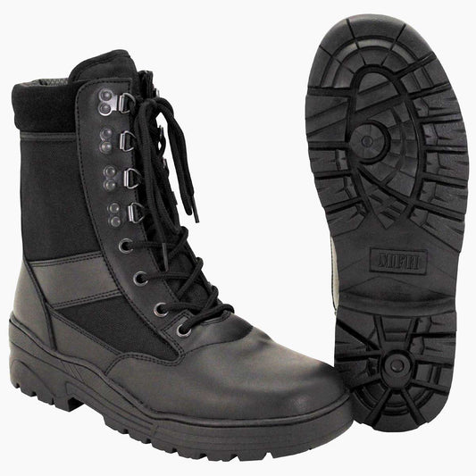 Stiefel, "Security", schwarz, Leder/Nylon 8-Loch Gummisohle Arbeitschuh Outdoor