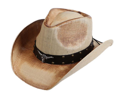 Strohhut Cowboyhut Westernhut -Longhorn- Hutband