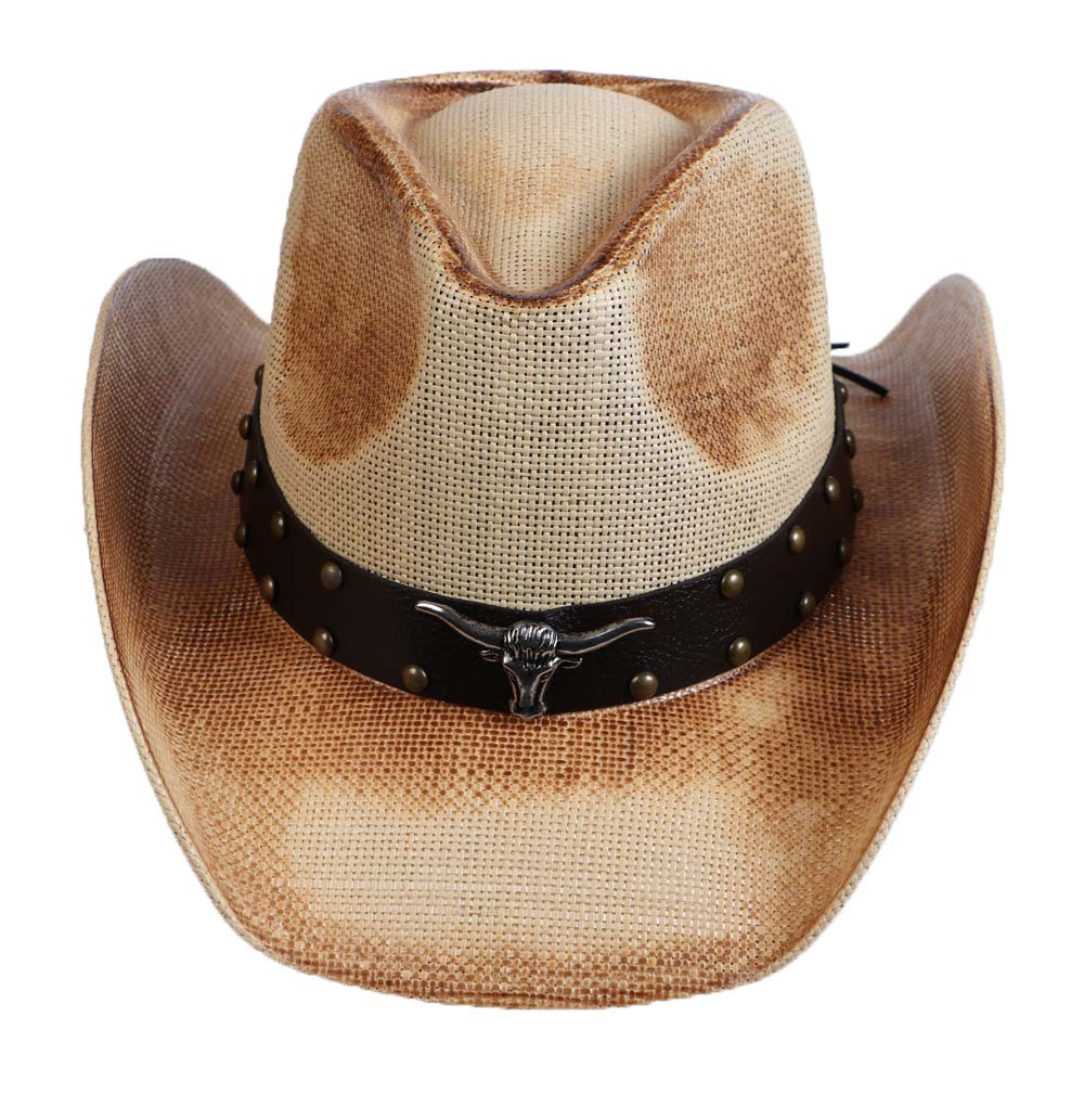 Strohhut Cowboyhut Westernhut -Longhorn- Hutband