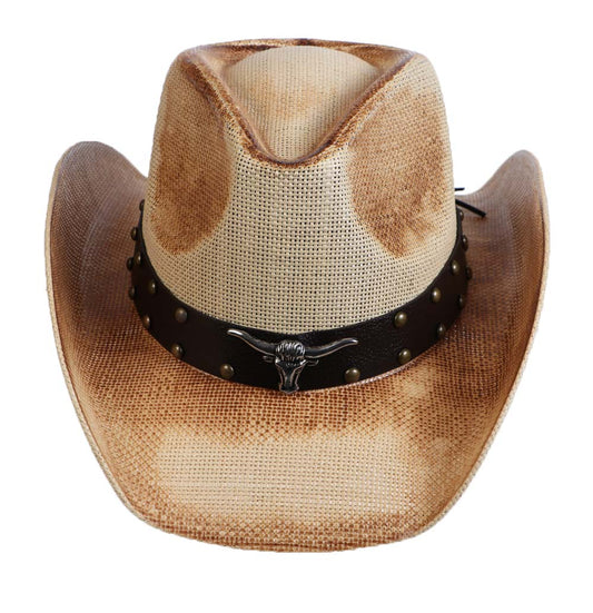 Strohhut Cowboyhut Westernhut -Longhorn- Hutband