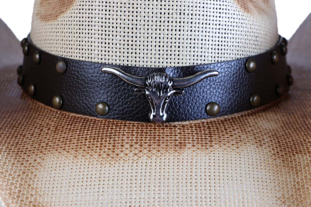 Strohhut Cowboyhut Westernhut -Longhorn- Hutband